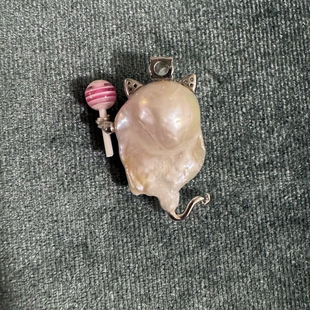 Baroque pearl pendant kitty car lollipop necklace pearls pet kawaii white - Picture 4 of 4